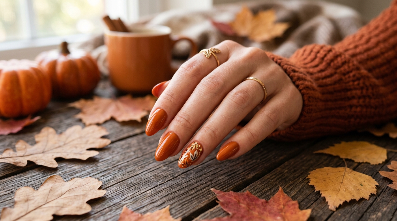 orange fall nails
