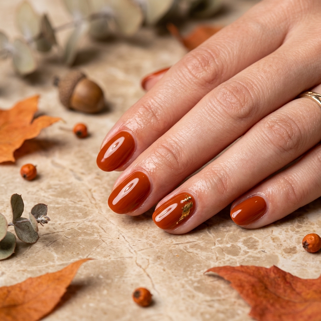 Gel Orange Fall Nails Ideas