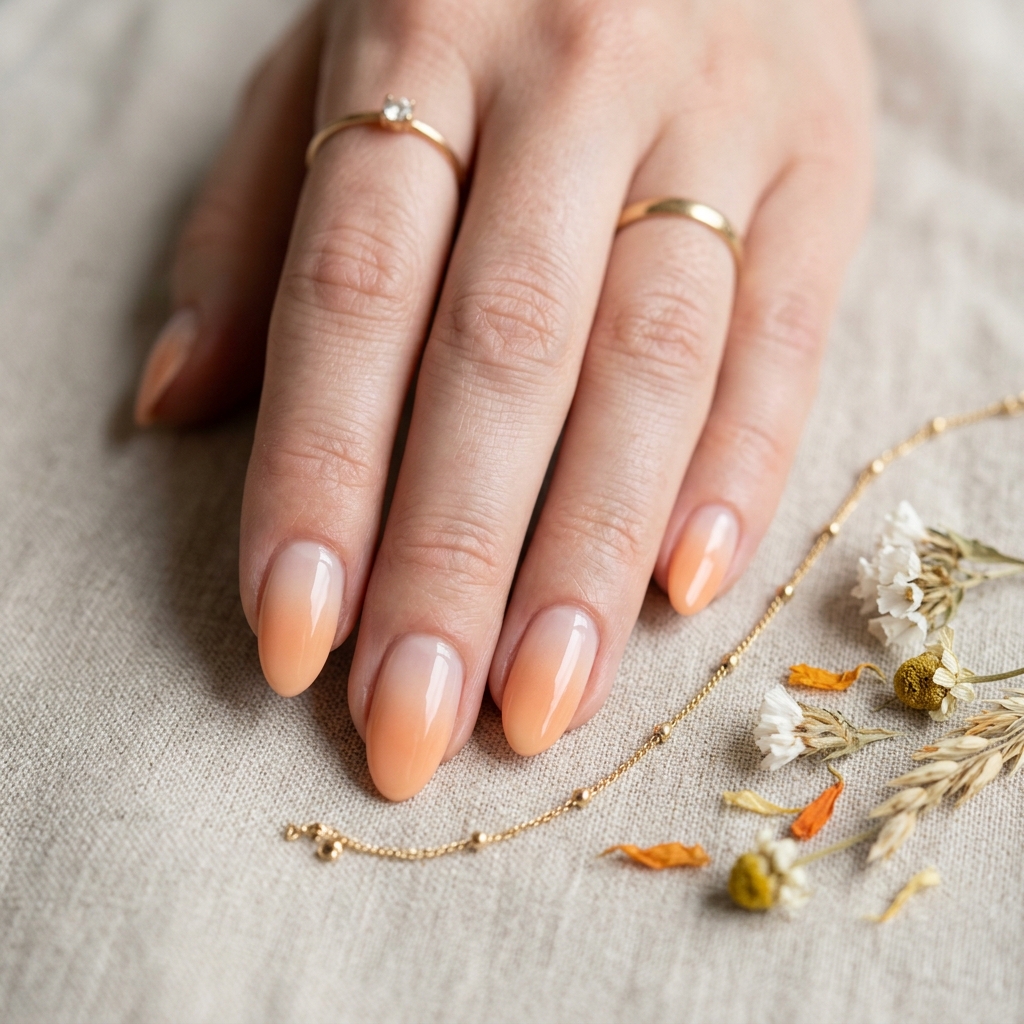 Orange Ombre Nails Ideas: 30 Gorgeous Gradient Looks to Try Right Now 10 Nude and Orange Ombre Nails Ideas