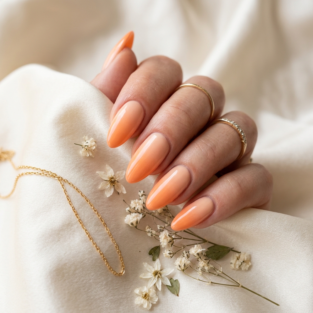 Orange Ombre Nails Ideas: 30 Gorgeous Gradient Looks to Try Right Now 16 Almond Orange Ombre Nails Ideas
