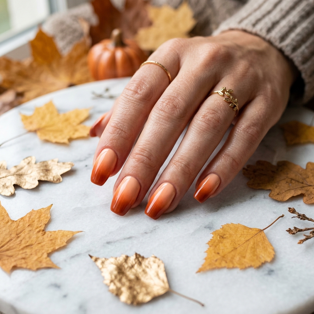 Ombre Orange Fall Nails Ideas