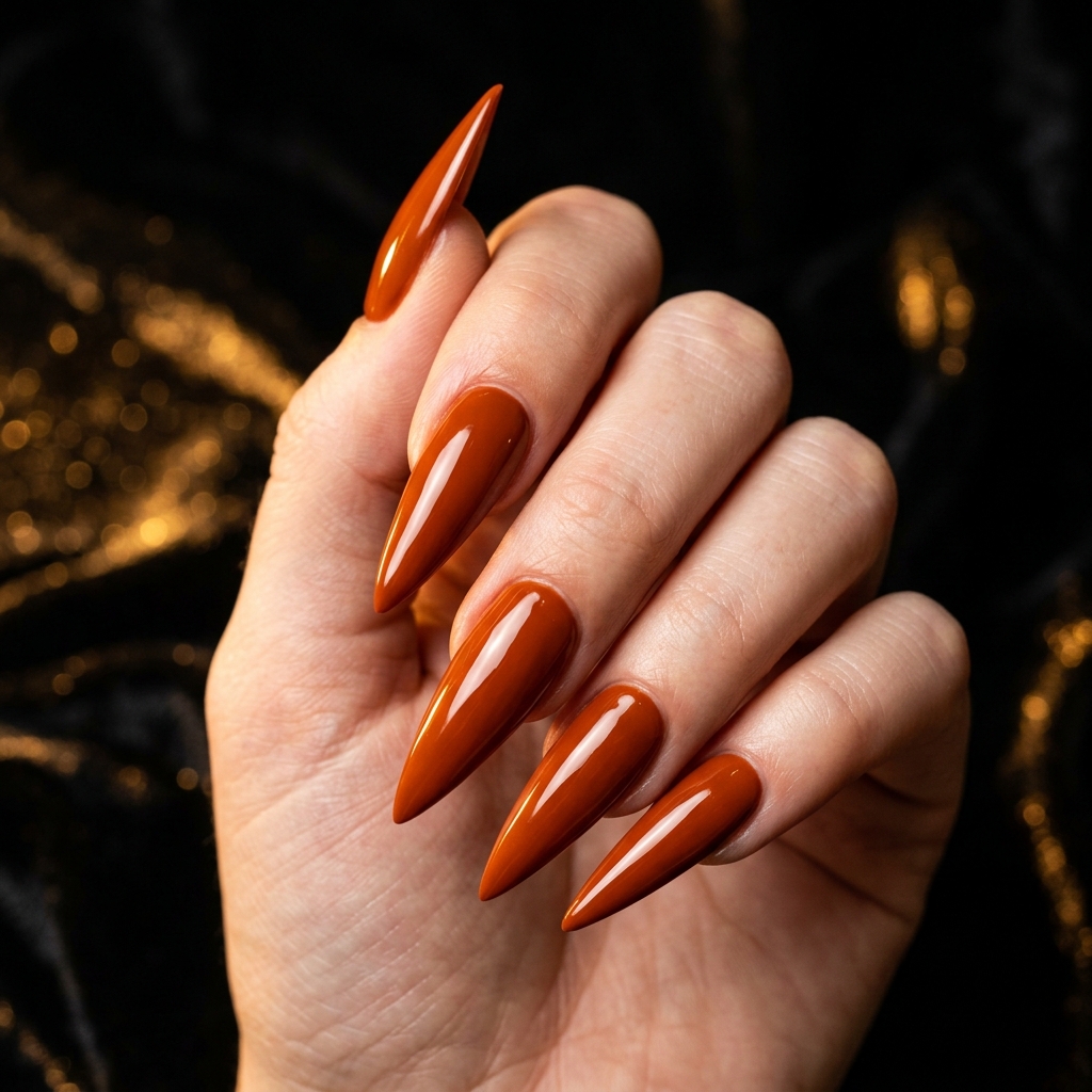 Stiletto Orange Fall Nails Ideas