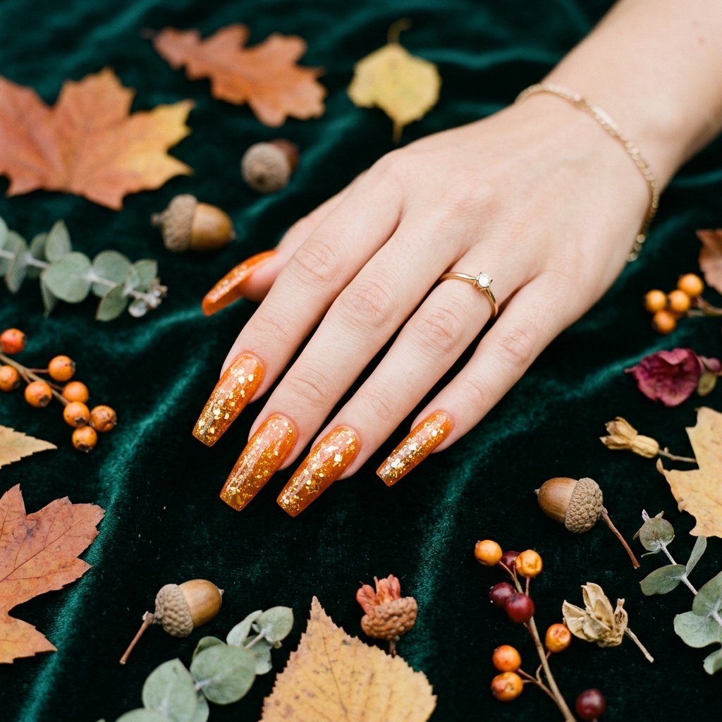 Acrylic Orange Fall Nails Ideas