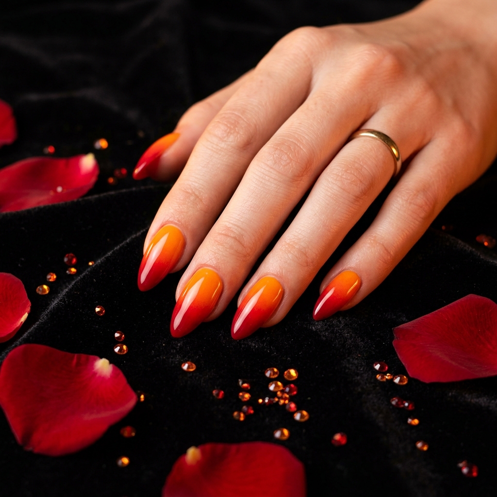Orange Ombre Nails Ideas: 30 Gorgeous Gradient Looks to Try Right Now 3 Red and Orange Ombre Nails Ideas