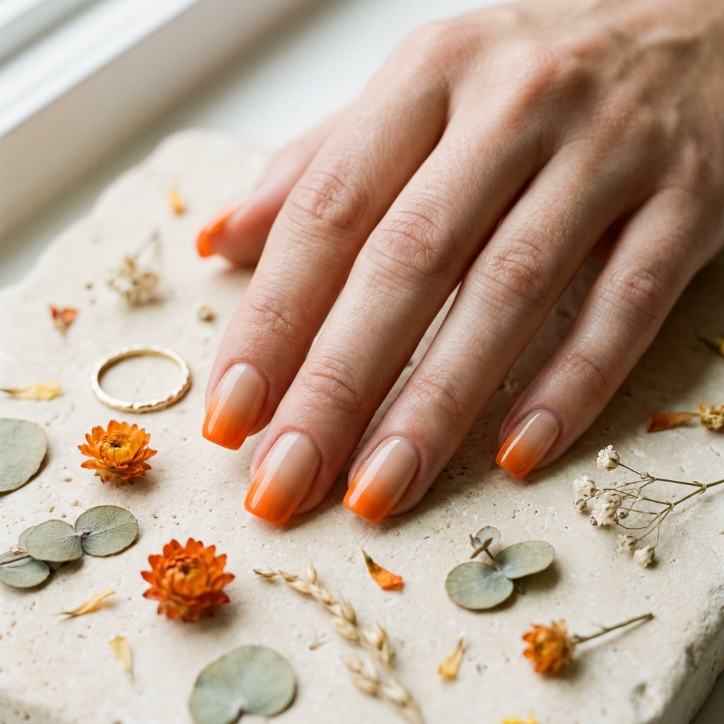 Orange Ombre Nails Ideas: 30 Gorgeous Gradient Looks to Try Right Now 22 French Tip Orange Ombre Nails Ideas