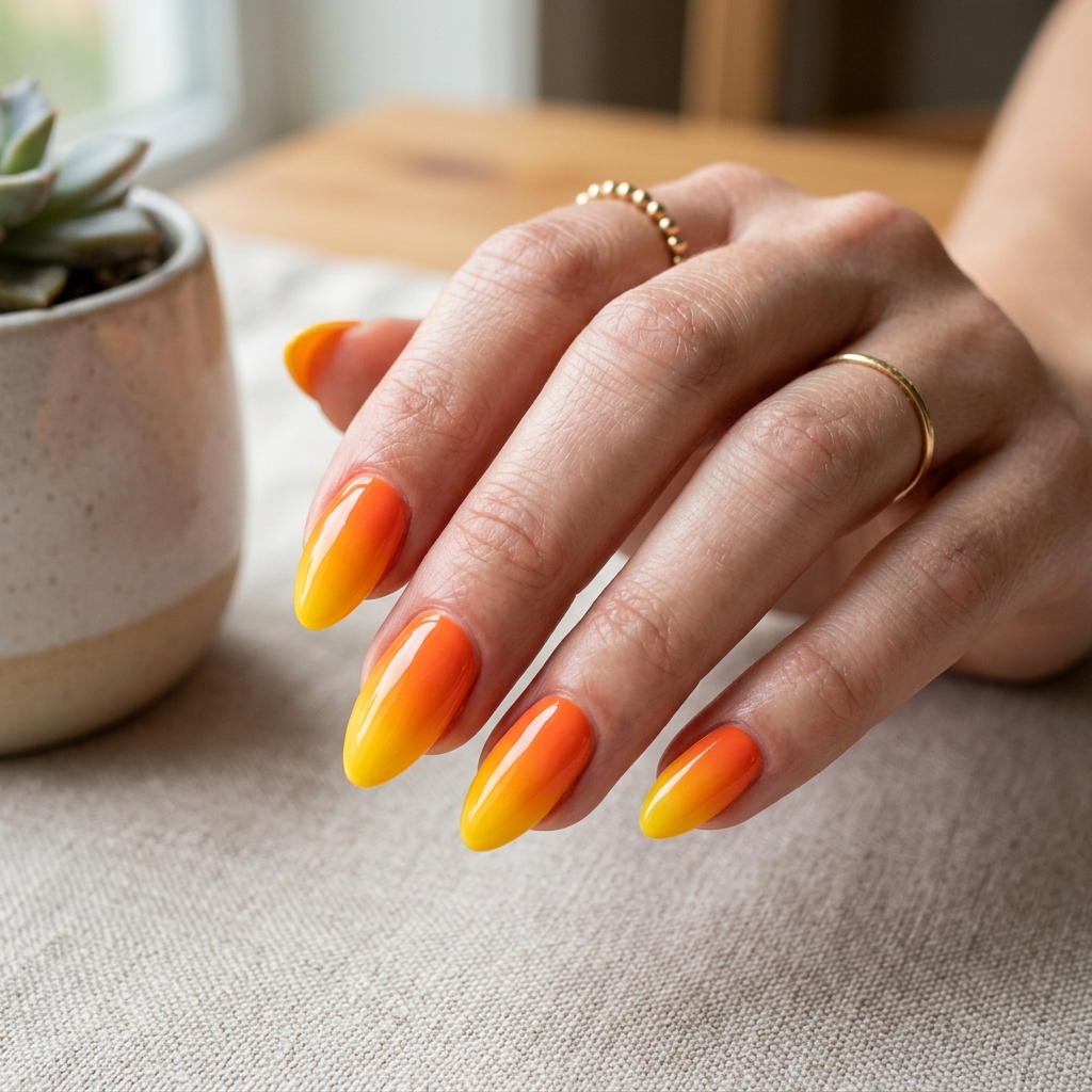 30 Vibrant Sunset Ombre Nails Ideas to Inspire Your Next Manicure 17 Orange and Yellow Ombre Nail Ideas
