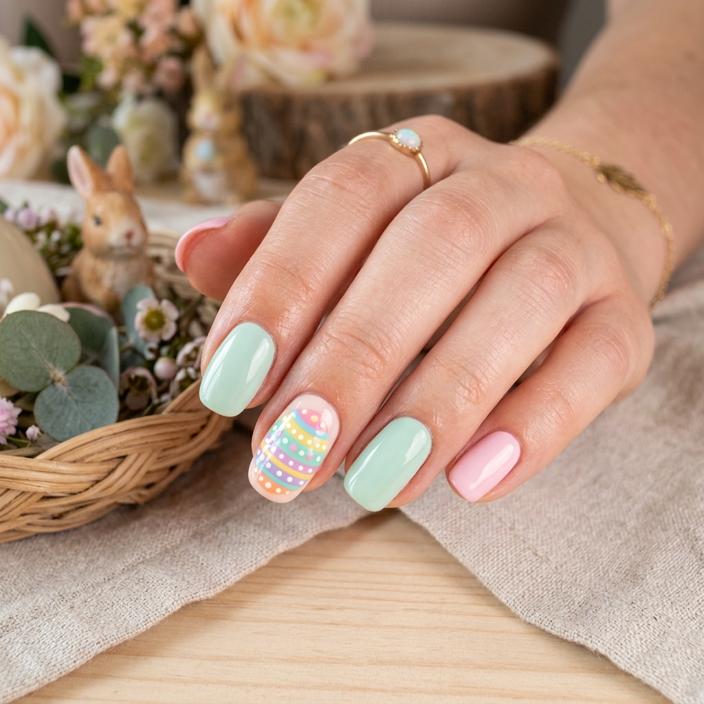 Pastel Easter Nail with Egg Design Ideas