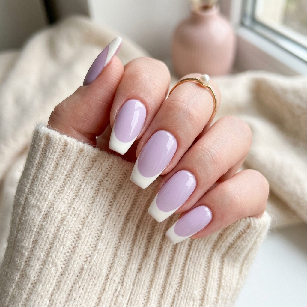 Pastel French Tip Coffin Nails Ideas