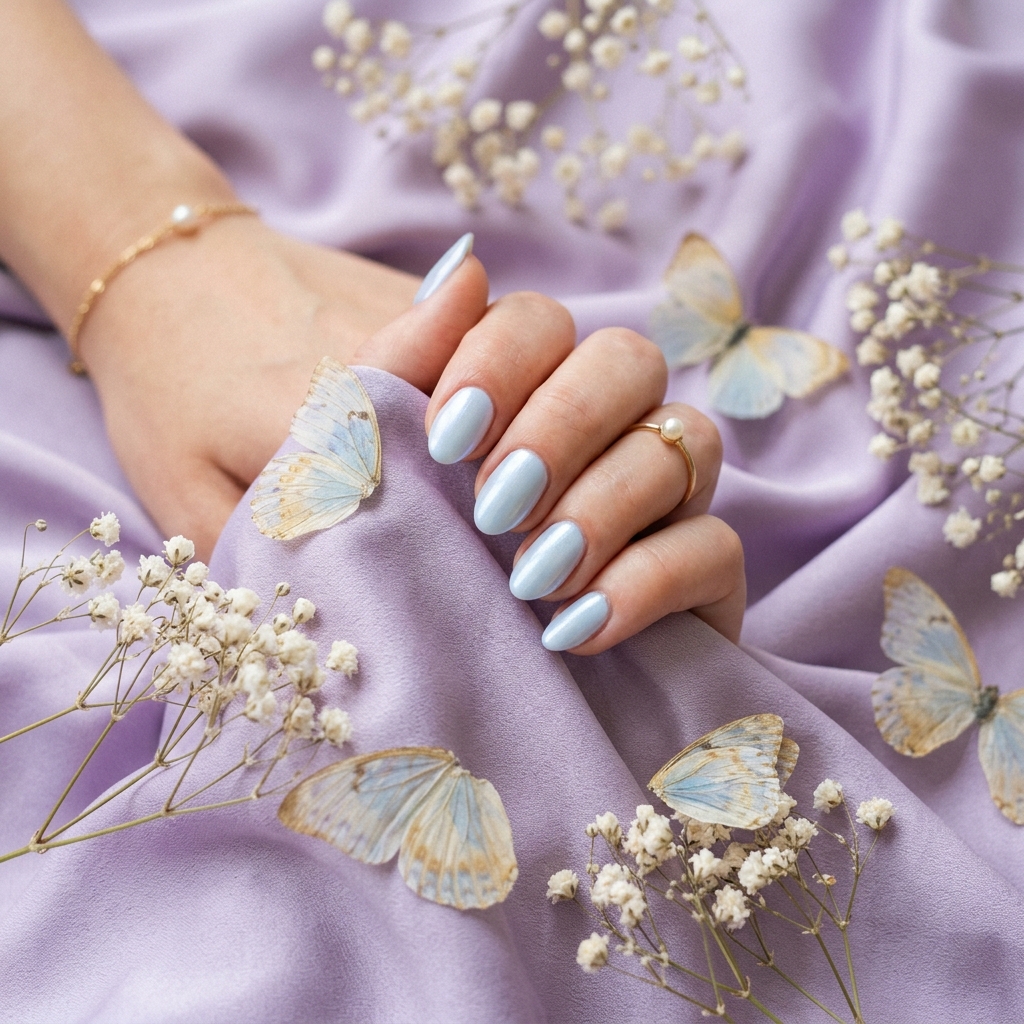Pastel Light Blue Summer Nails Ideas