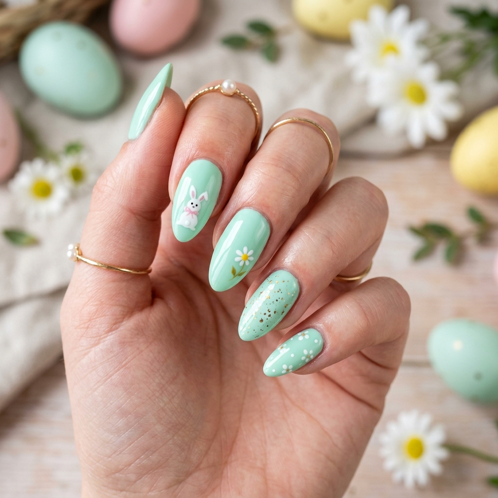 Pastel Mint Green Easter Nail Ideas