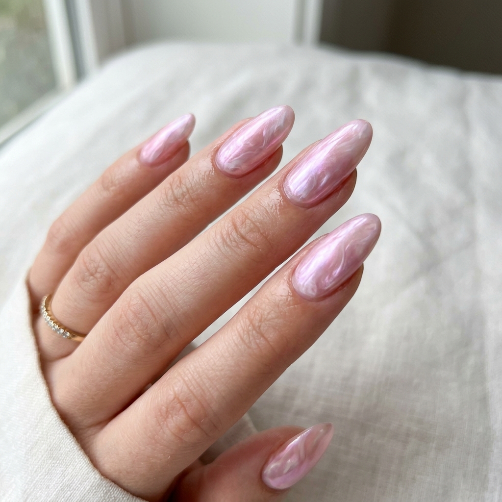 30 Pink Marble Nails Ideas You Will Absolutely Love 31 Pearlescent Pink Marble Nail Ideas