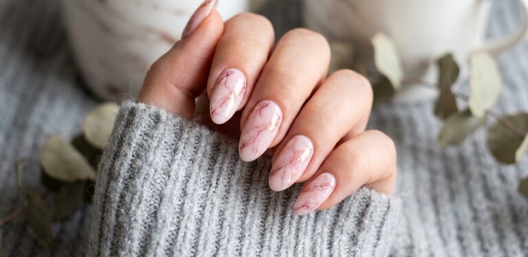 pink marble nails