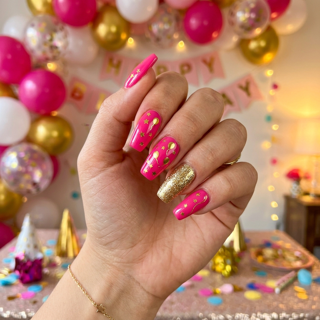 Pink and Gold Nail Designs Ideas: 30 Gorgeous Looks to Inspire Your Next Manicure 28 Pink and Gold Birthday Nails 202606191900