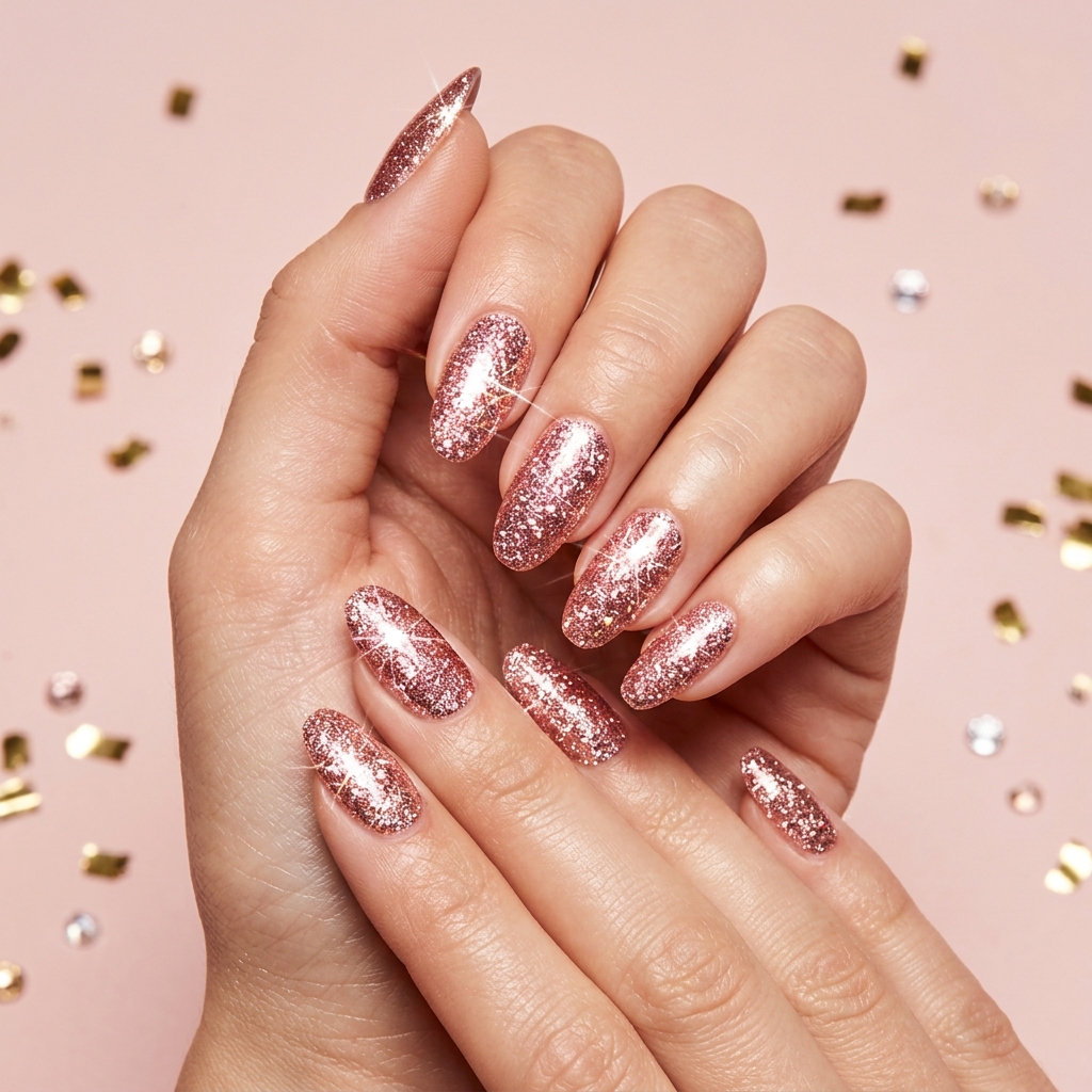Pink and Gold Nail Designs Ideas: 30 Gorgeous Looks to Inspire Your Next Manicure 2 Pink glitter nail designs 202606191734