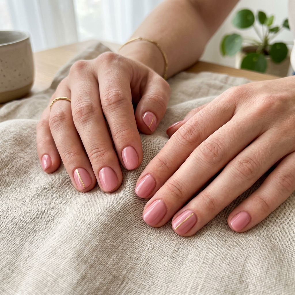 Pink and Gold Nail Designs Ideas: 30 Gorgeous Looks to Inspire Your Next Manicure 20 Pink gold short nails 202606191853