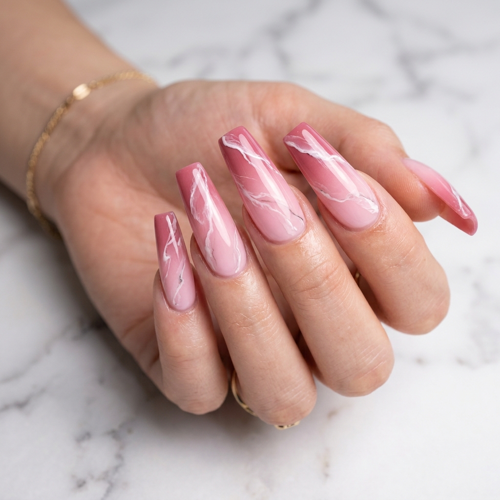 30 Pink Marble Nails Ideas You Will Absolutely Love 10 Pink Marble Ombre Nail Ideas