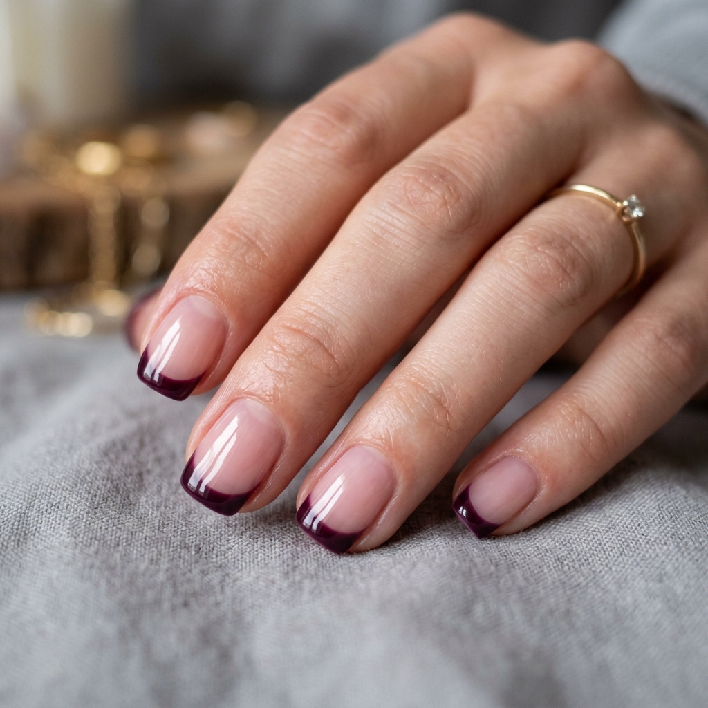 Plum French Tip Nails Ideas