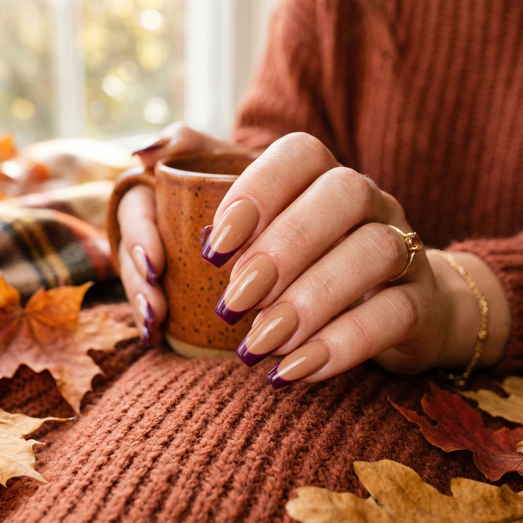 Purple French Tip Nails: 30 Stunning Ideas to Inspire Your Next Manicure 27 Plum French Tip Nails Ideas