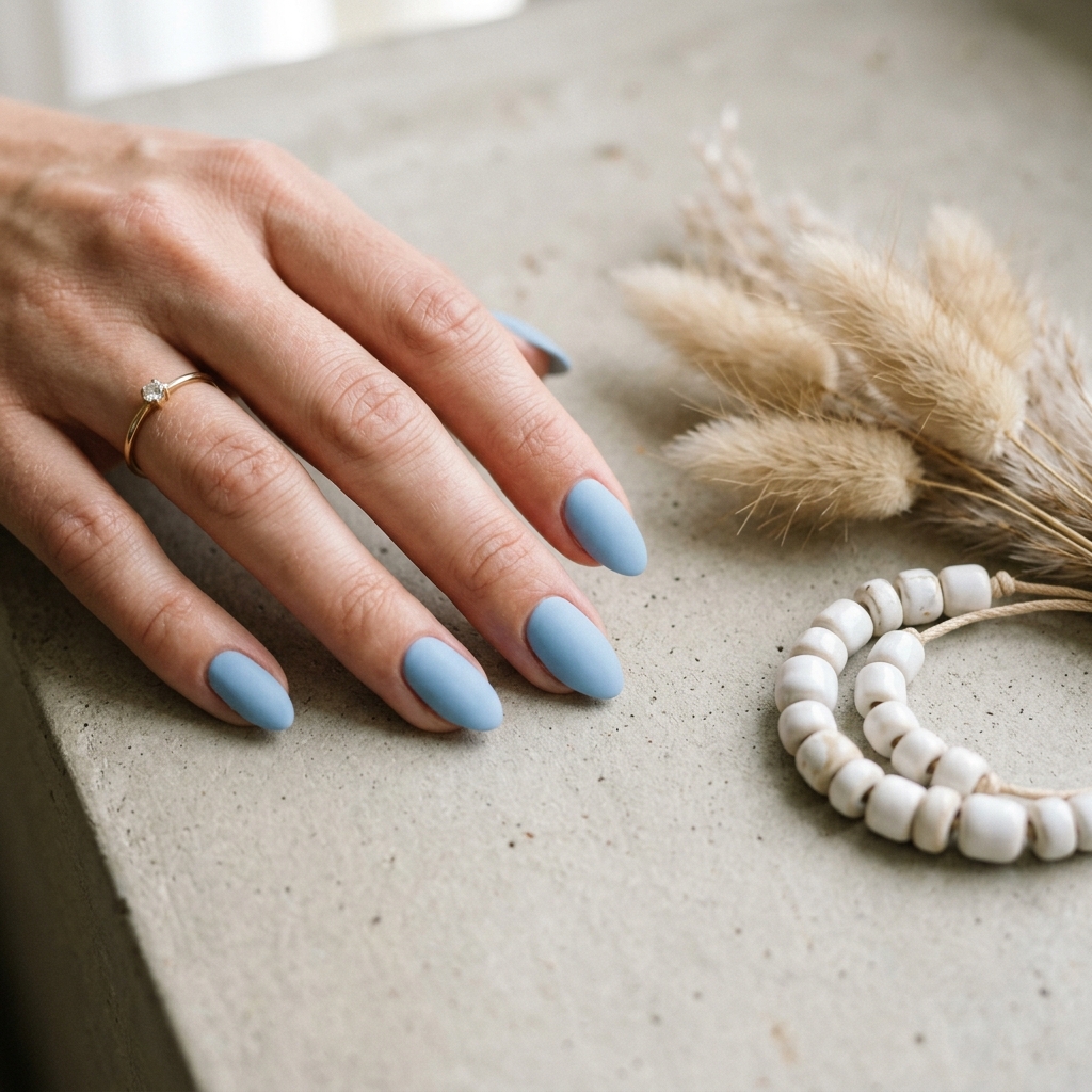 Powder Light Blue Summer Nails Ideas