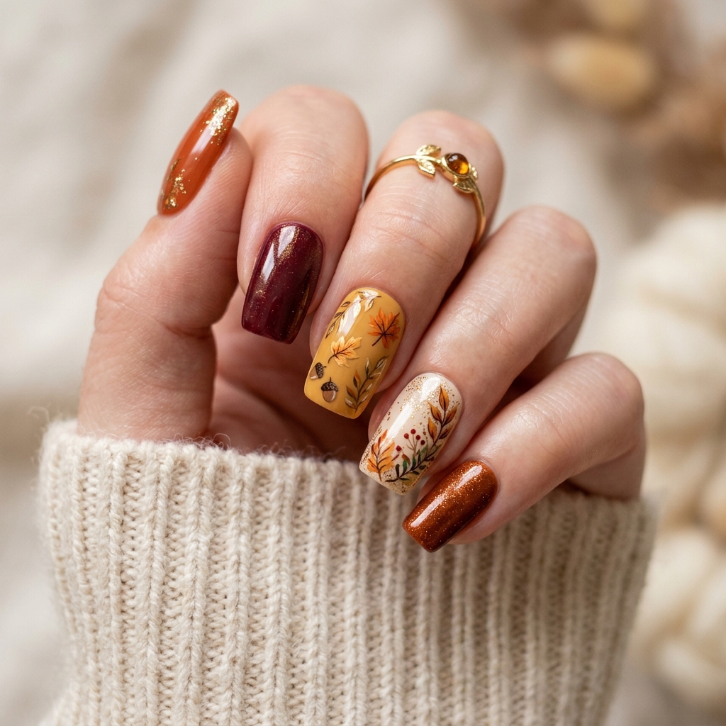 Thanksgiving Nails Ideas: 30 Festive Designs to Celebrate the Season 27 Press-On Thanksgiving Nails Ideas