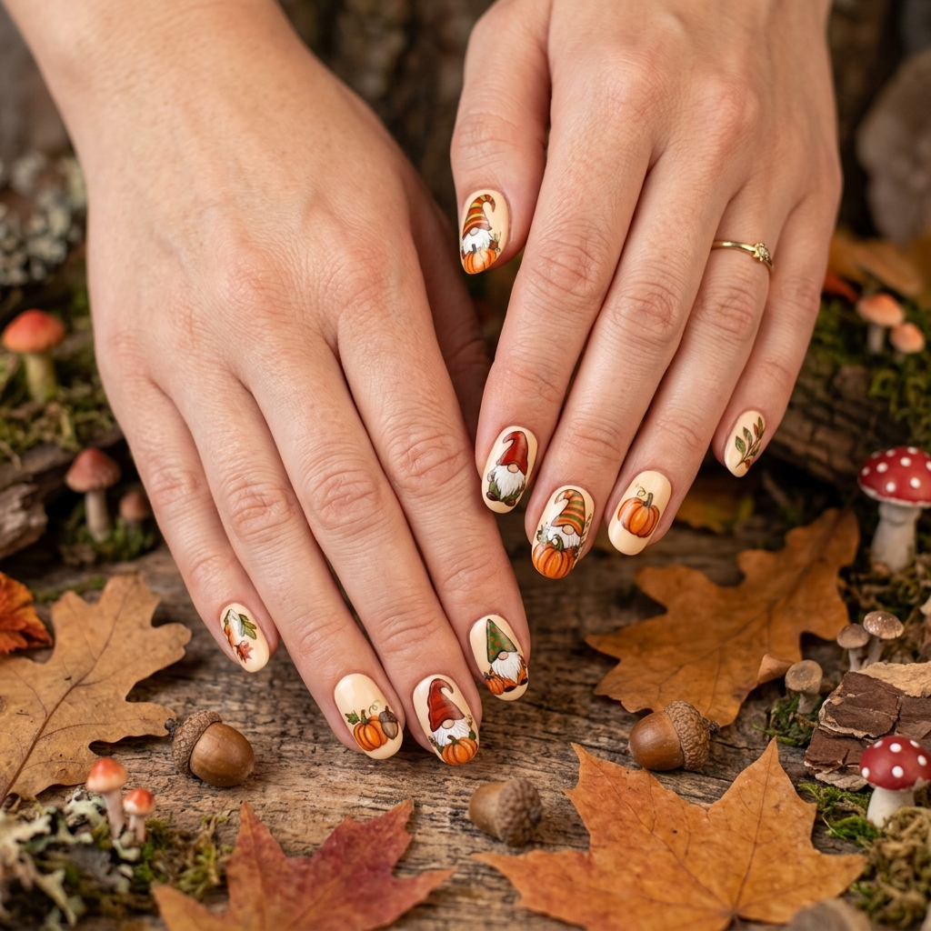 30 Pumpkin Nail Designs That Go From Adorably Cute to Absolutely Stunning 26 Pumpkin Gnome Nail Designs