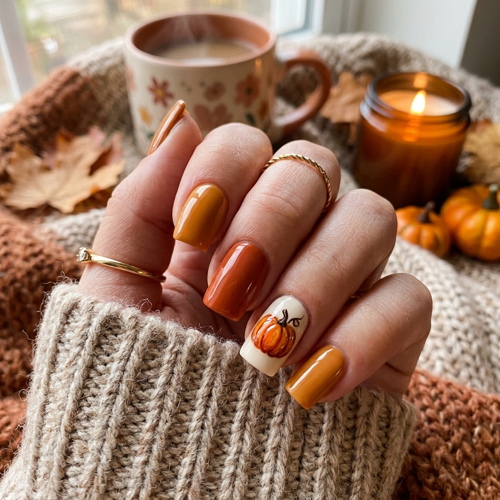 Thanksgiving Nails Ideas: 30 Festive Designs to Celebrate the Season 5 Pumpkin Thanksgiving Nails Ideas
