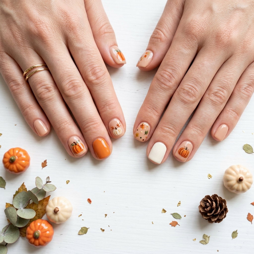 30 Pumpkin Nail Designs That Go From Adorably Cute to Absolutely Stunning 31 Pumpkin Short Nail Designs