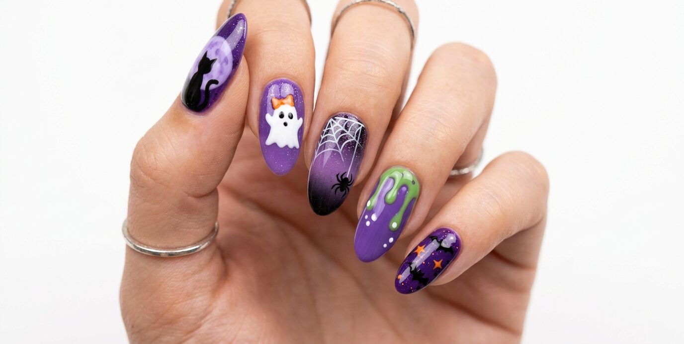purple halloween nails