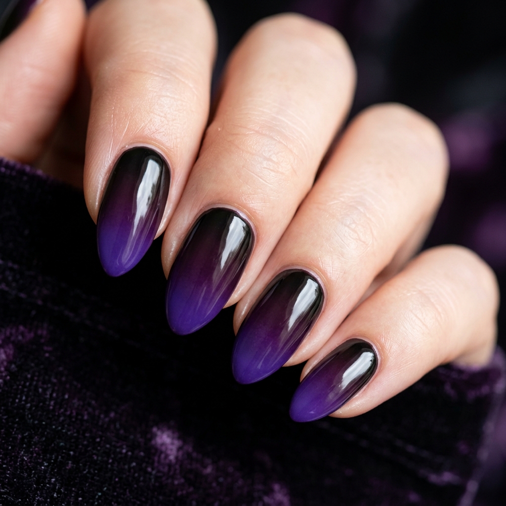 Ombre Purple Halloween Nails Ideas