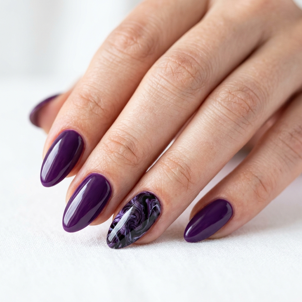 Purple Marble Nails Ideas