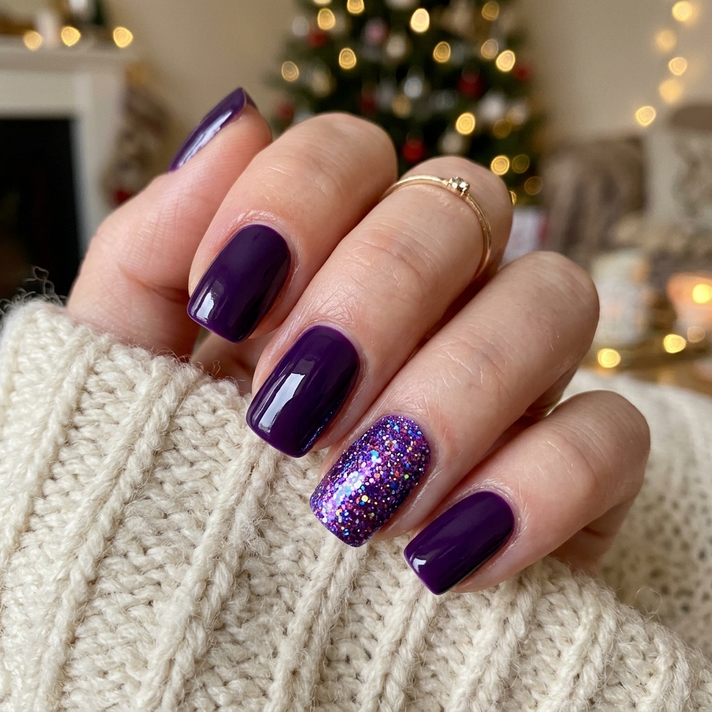 Glitter Purple Halloween Nails Ideas