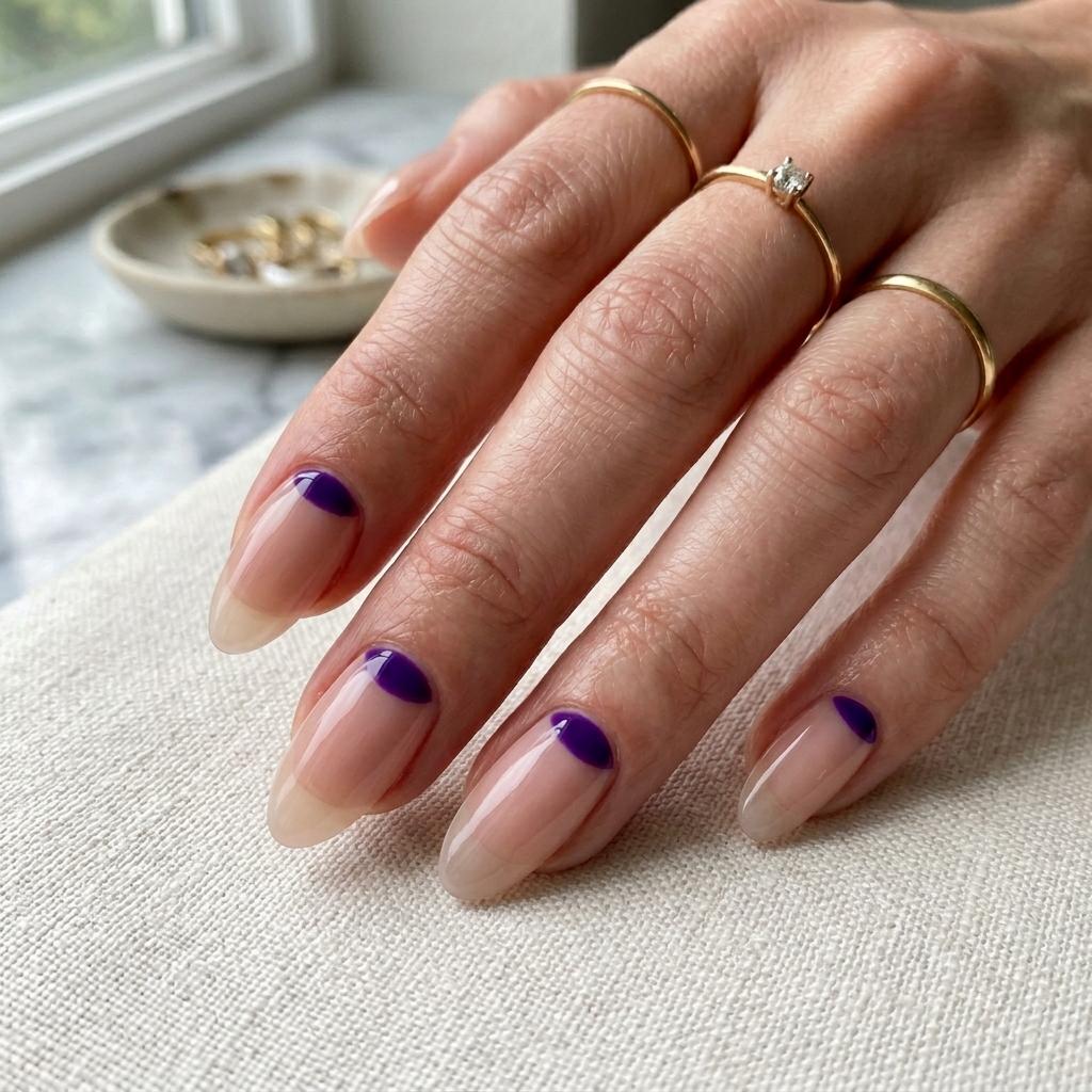 Purple French Tip Nails: 30 Stunning Ideas to Inspire Your Next Manicure 20 Reverse Purple French Tip Nails Ideas