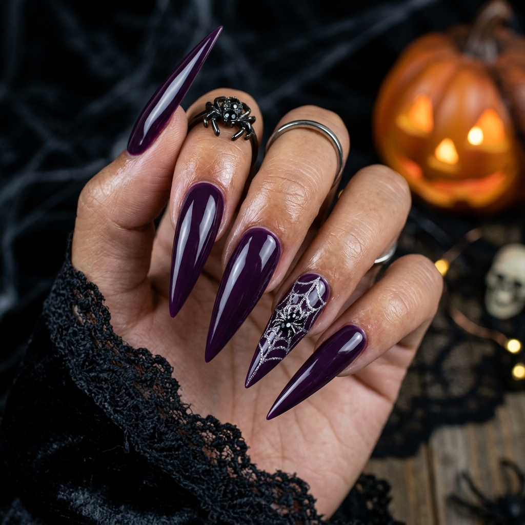 Stiletto Purple Halloween Nails Ideas
