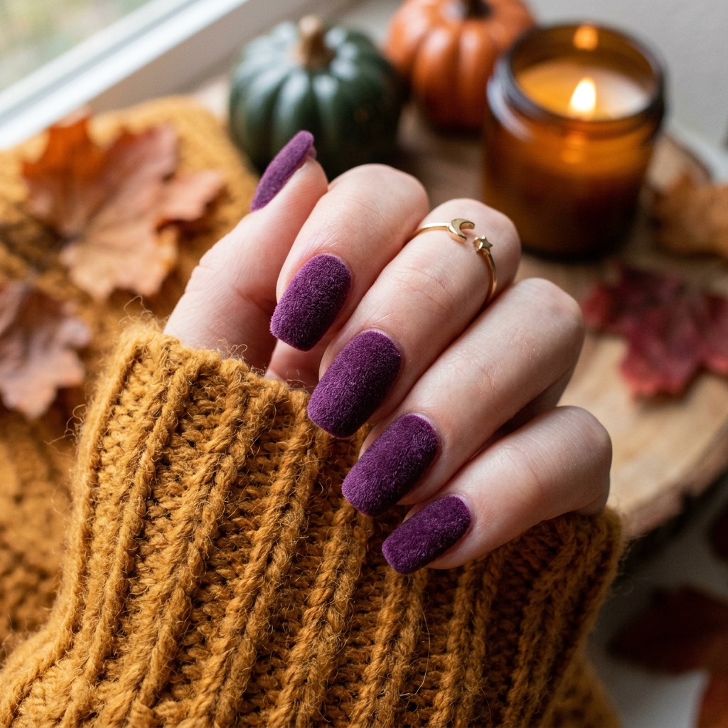 Velvet Purple Halloween Nails Ideas