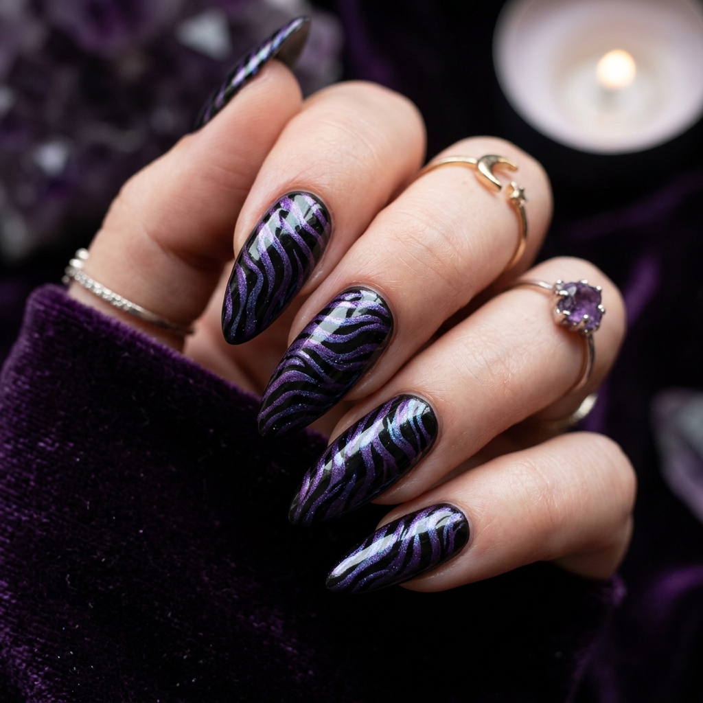 Purple Zebra Nail Art Ideas