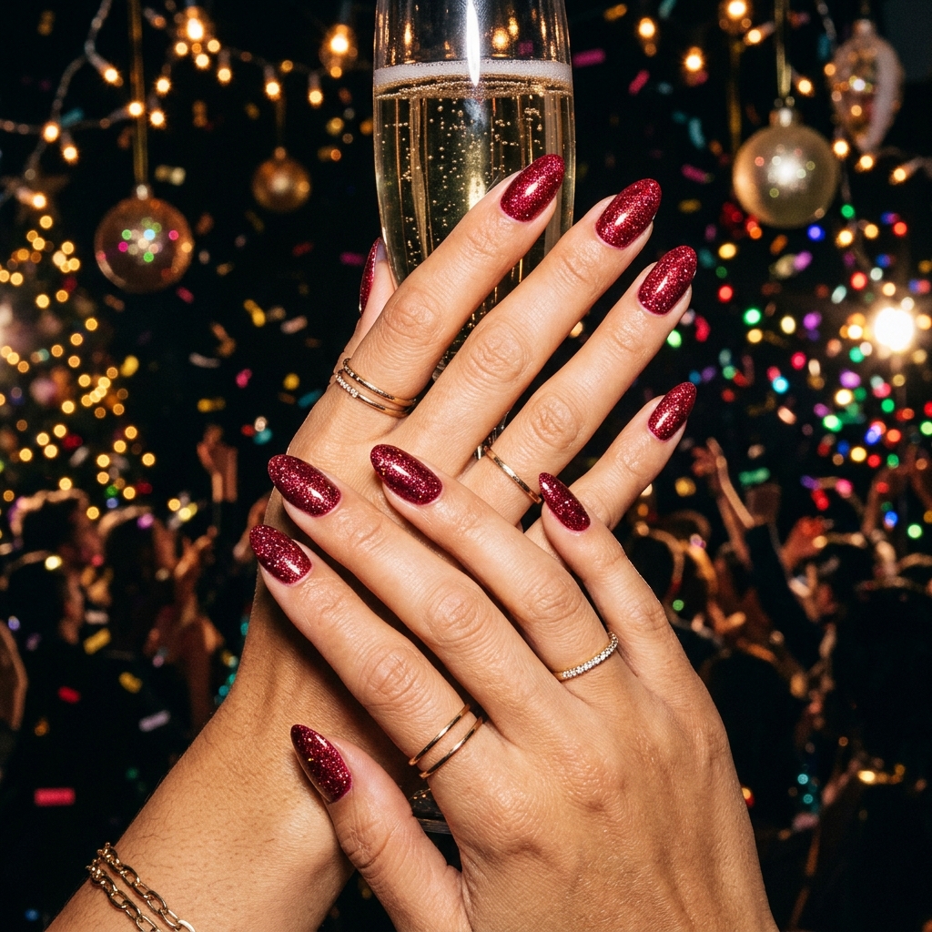 Red Sparkly Nails Ideas: 30 Dazzling Looks to Inspire Your Next Manicure 31 New Year red sparkly nails