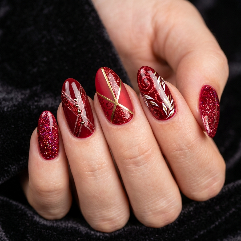 Red Sparkly Nails Ideas: 30 Dazzling Looks to Inspire Your Next Manicure 18 red sparkly nails Art Designs