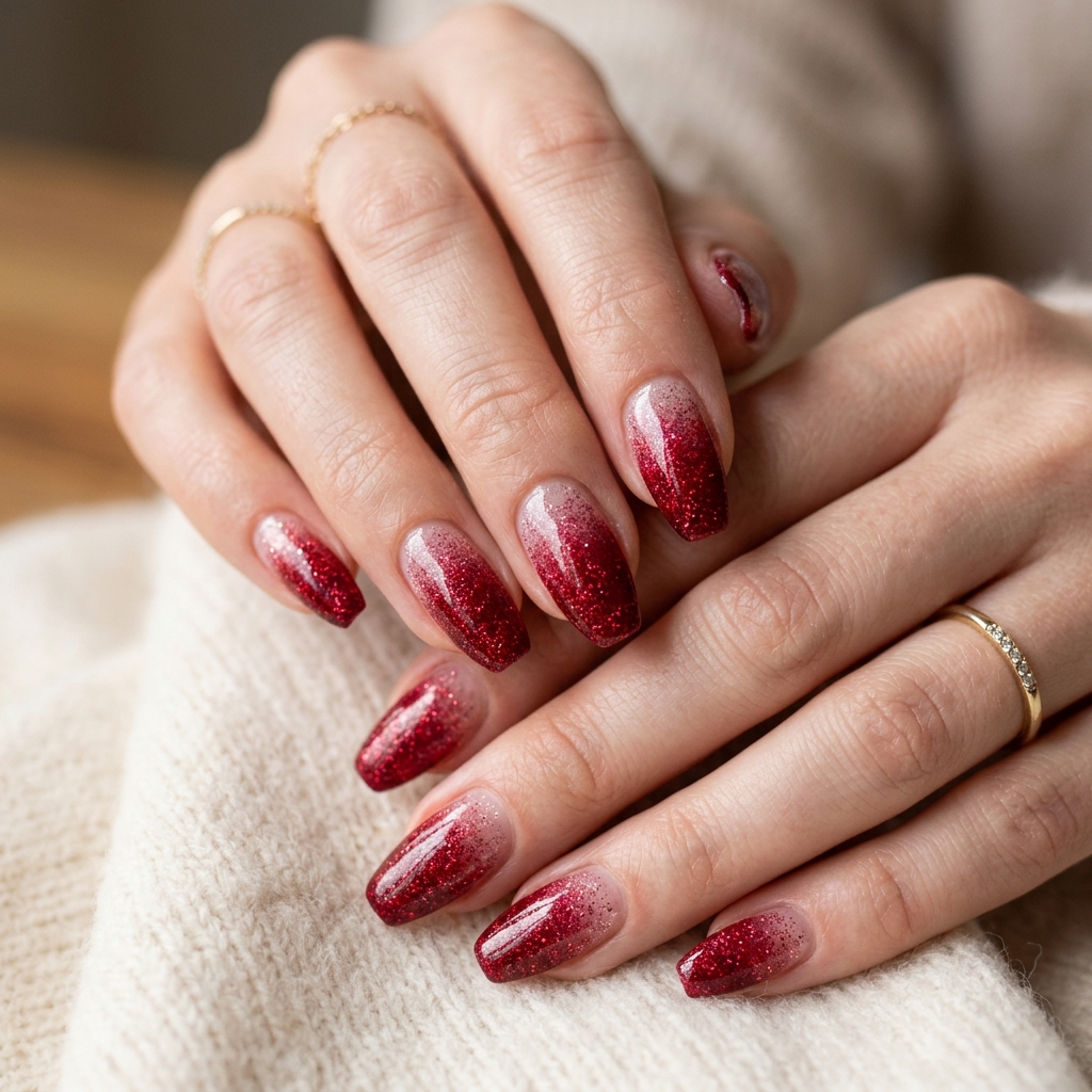 Red Sparkly Nails Ideas: 30 Dazzling Looks to Inspire Your Next Manicure 5 Ombre red sparkly nails