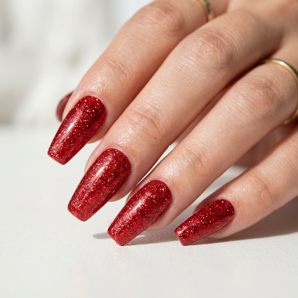 Red Sparkly Nails Ideas: 30 Dazzling Looks to Inspire Your Next Manicure 21 Press On red sparkly nailS