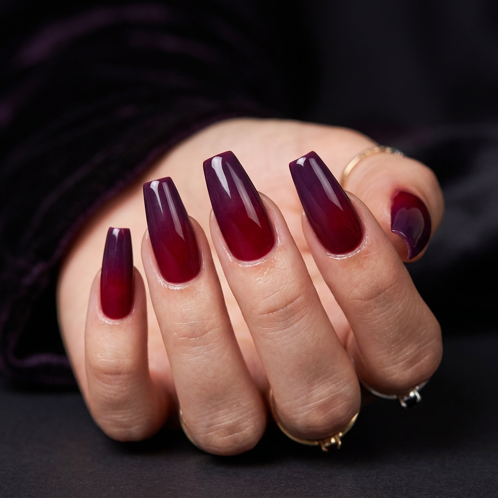 30 Vibrant Sunset Ombre Nails Ideas to Inspire Your Next Manicure 21 Red and Purple Ombre Nail Ideas