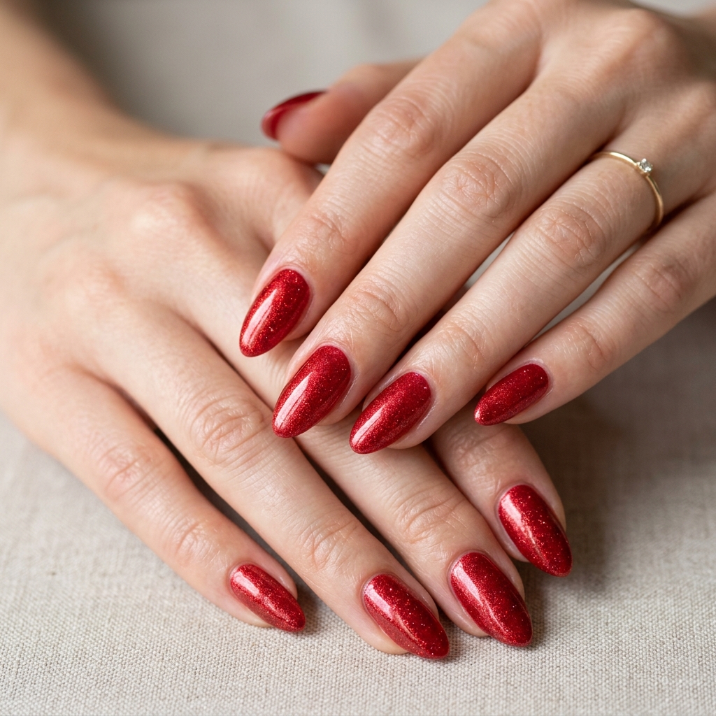 Red Sparkly Nails Ideas: 30 Dazzling Looks to Inspire Your Next Manicure 3 Shimmer red sparkly nails