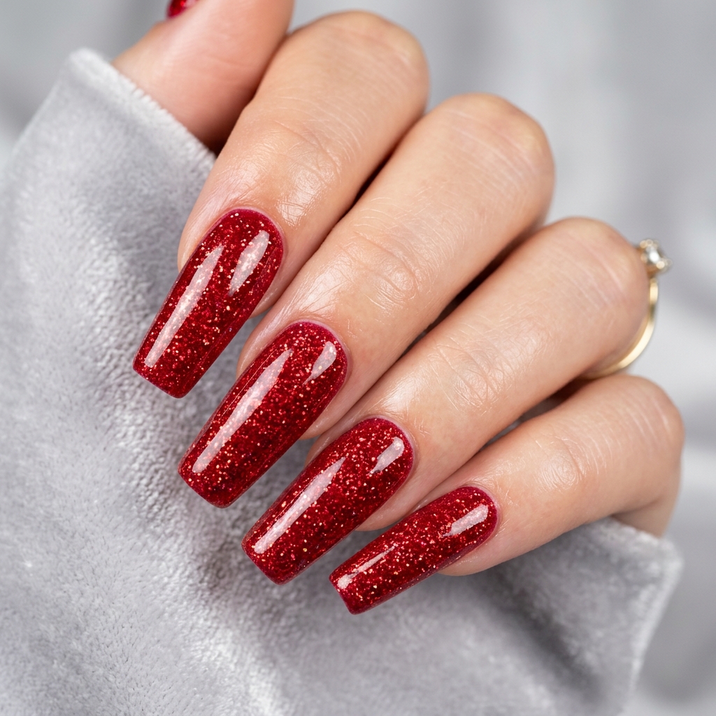 Red Sparkly Nails Ideas: 30 Dazzling Looks to Inspire Your Next Manicure 11 Acrylic red sparkly nails
