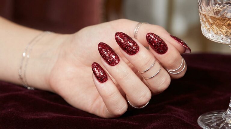 red sparkly nails
