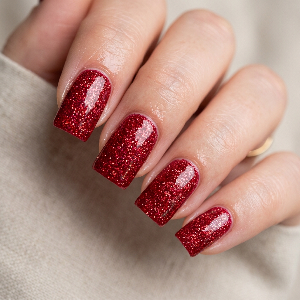 Red Sparkly Nails Ideas: 30 Dazzling Looks to Inspire Your Next Manicure 20 Square red sparkly nails