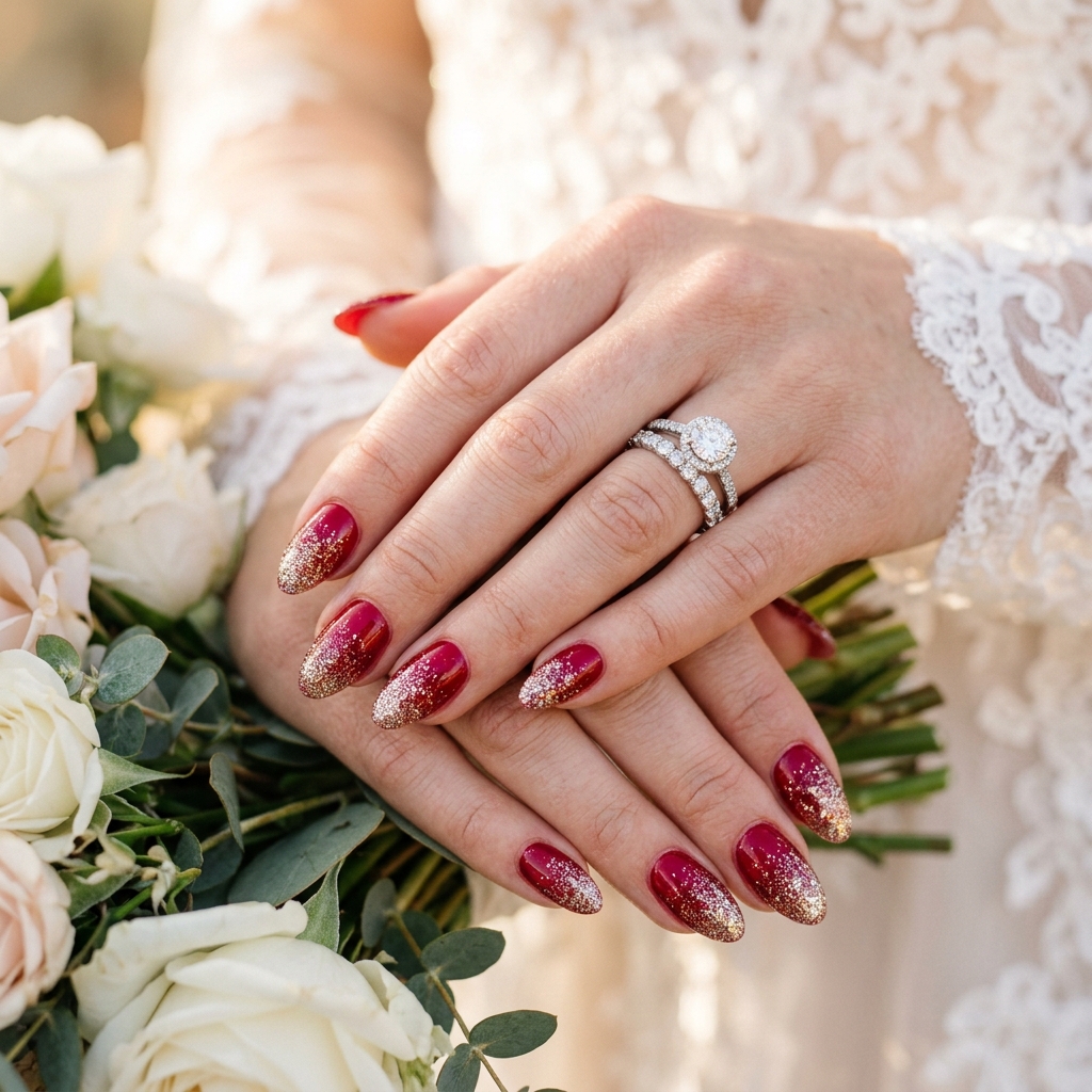Red Sparkly Nails Ideas: 30 Dazzling Looks to Inspire Your Next Manicure 24 Wedding red sparkly nails