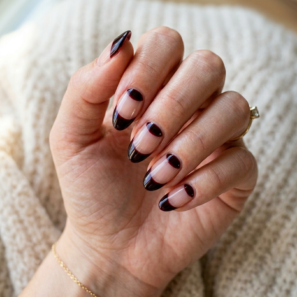 Black Cherry Nails: 30 Creative Ideas to Inspire Your Next Manicure 17 Black Cherry Reverse French Nails Ideas