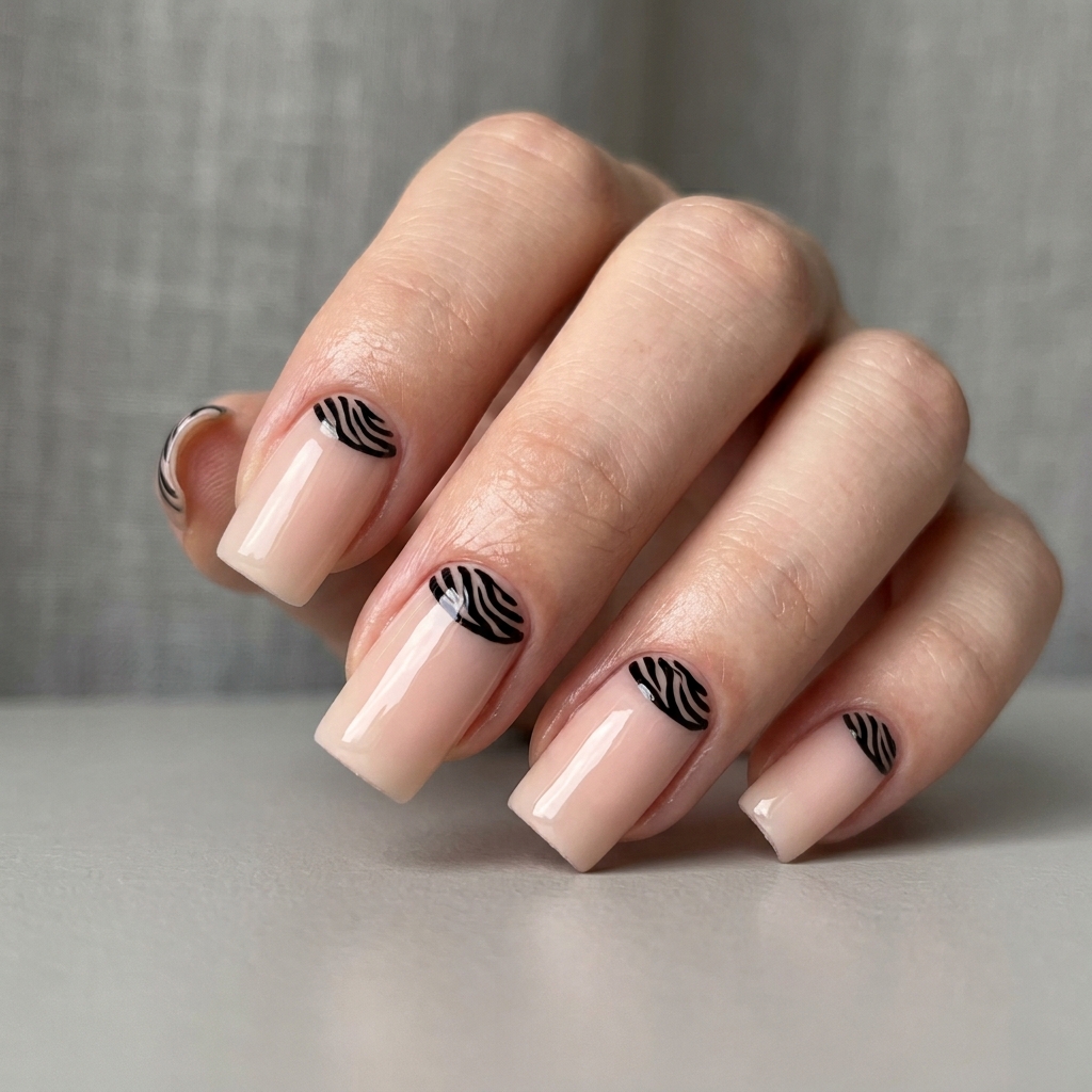 Reverse Zebra French Tip Nail Ideas