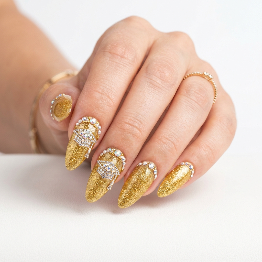 Rhinestone Graduation Nail Designs