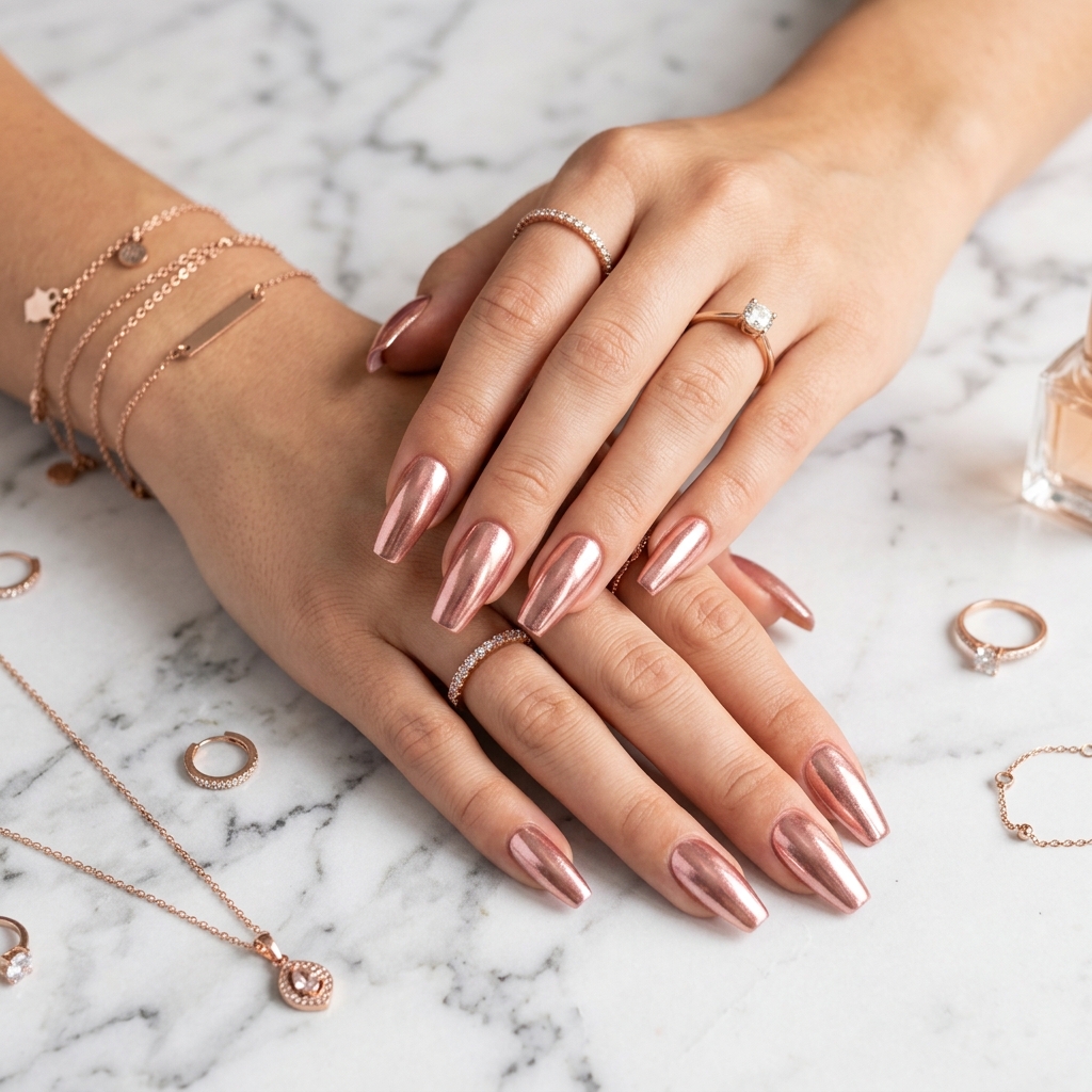 Pink and Gold Nail Designs Ideas: 30 Gorgeous Looks to Inspire Your Next Manicure 16 Rose gold nail designs shimmer 202606191850