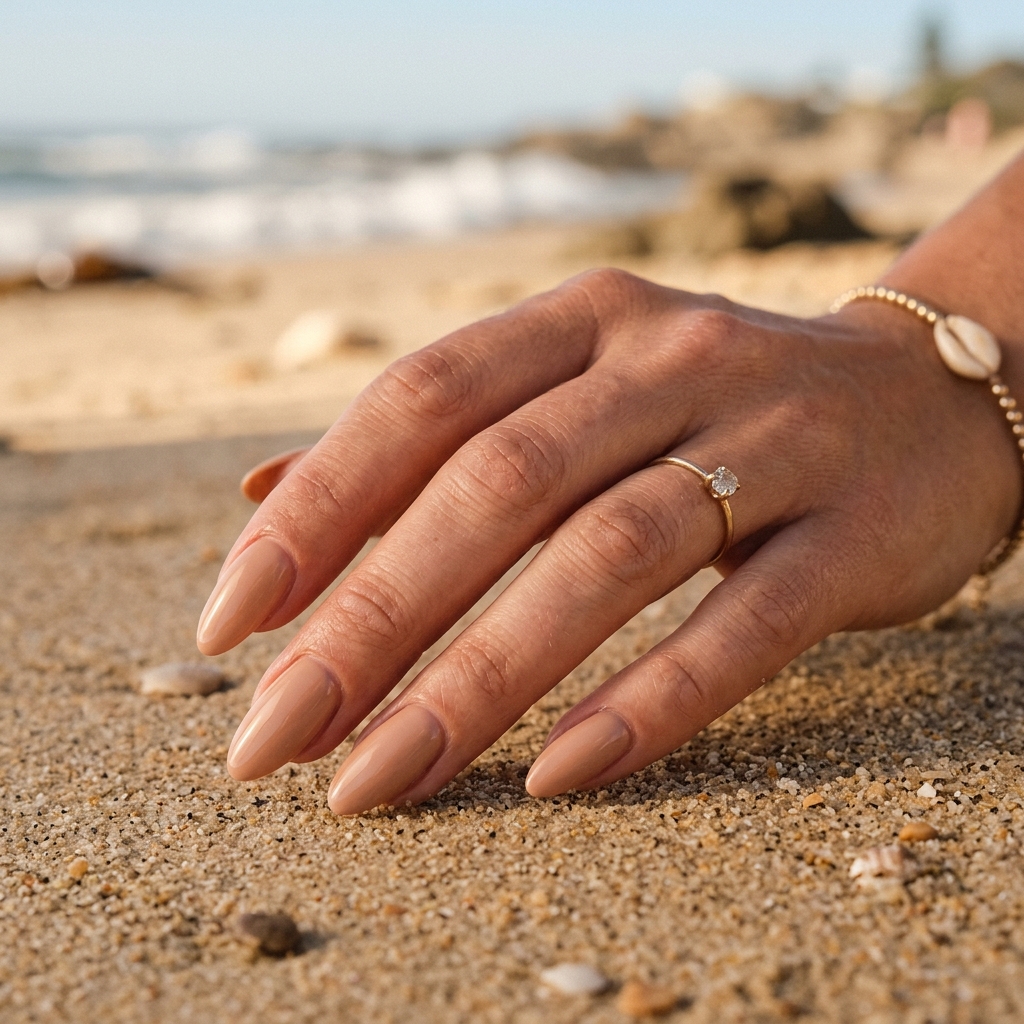 Beach Nail Ideas: 30 Refreshing Designs to Inspire Your Summer Manicure 5 Sandy Nude Beach Nail Idea